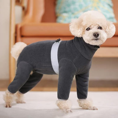 Polar Fleece Dog Pajamas Bodysuit - Small to Medium Dogs, Winter Jacket & Sweater for Small Dogs, Four-Legged Warm Clothes