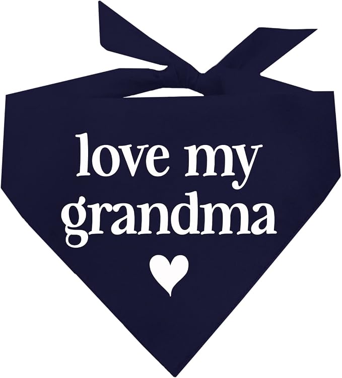 Love My Grandma Mother's Day, Valentine's Day Dog Bandana (Navy, OS 399)