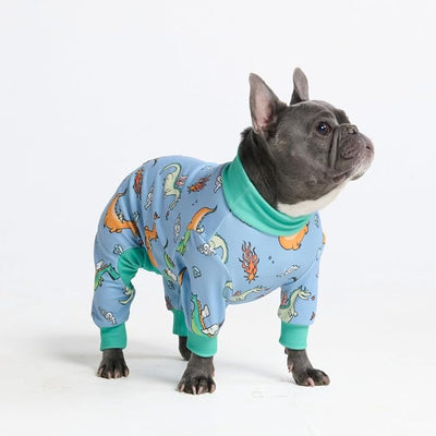 Spark Paws Dog Pajama, Dog Recovery Suit Male, Onesie, Ultra-Soft and 4-Way Stretch, for Small Medium and Large Breeds - Dragons - L