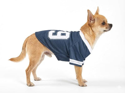 Pet Dog Jersey, Summer Cooling Mesh Fabric, Soccer Sportswear, Lightweight Football Casual Clothes for Medium Large Dogs, Navy Blue, XX-Large