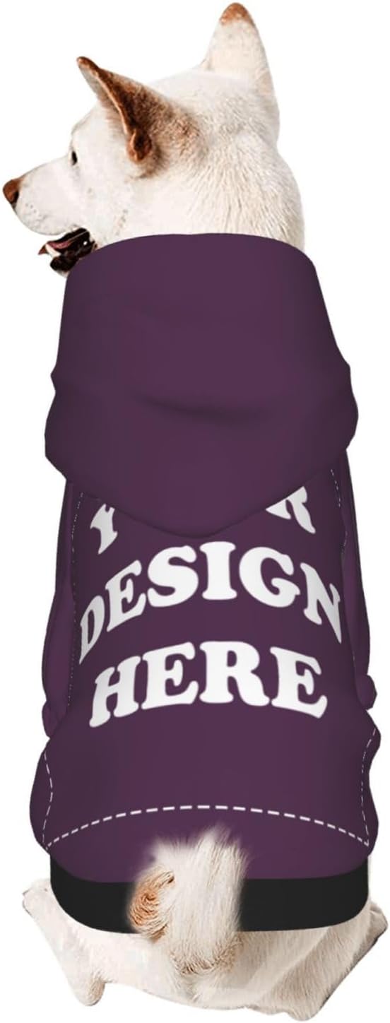 Personalized Chihuahua Dog Hoodie, Custom Pet Warm Sweatshirt Costume with Name Number Photo, Customize ID Clothes for Pupppy Kitten Dogs Cats, PlumPurple, M