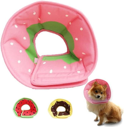 Soft Dog Cone, Lightweight Elizabethan Collar for Dogs, Adjustable Soft Cones for Dogs/Cats to Stop Licking After Surgery, Cute Strawberry Cone of Shame Alternatives for Pets(Medium)
