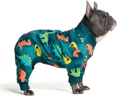 Spark Paws Dog Pajama, Dog Recovery Suit Male, Onesie, Ultra-Soft and 4-Way Stretch, for Small Medium and Large Breeds - Dinosaurs - L