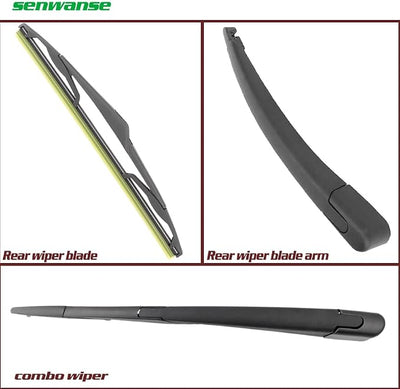Rear Windshield Wiper Blade and Arm Replacement for Ford Fiesta 2011-2016 Back window Windscreen Wiper