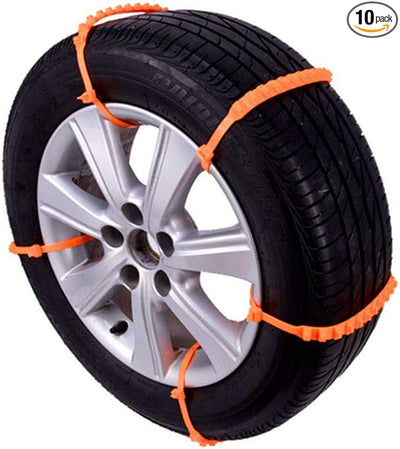 10Pcs Snow Tire Chain Anti-Slip Chains Adjustable Nylon Zip-Tie Track Claws Emergency Straps Durable and Stable Noise Reduction Mute Orange
