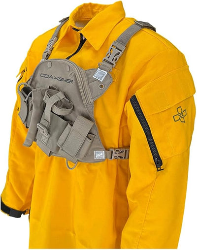 COAXSHER RCP-1 Pro Radio Chest Harness for 2 Way Radio & Electronics | Search and Rescue, Ski Patrol, Emergency Response - Desert Tan