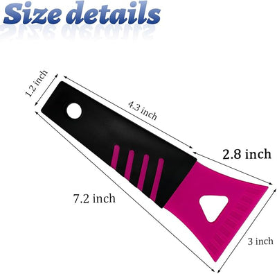 Ice Scraper for Car Windshield, 2PCS Plastic Handheld Vehicle Window Snow Frost LCE Remover Cleaning Freezer with Non-Slip Handle, Auto Freezer Shovel Defroster, Universal Fit (Rose Red)