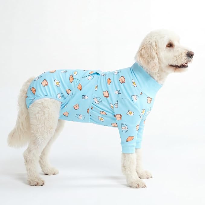 Spark Paws Dog Surgery Recovery Suit – Dog Recovery Suit After Surgery, Anti-Lick Dog Onesie, Abdominal Wound Protector, Soft Cone Alternative for Spay Neuter Male Female Pet Recovery - Breakfast, 2XL