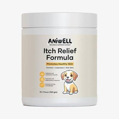 Itch Relief Chews for Dogs – Anti Itch Dog Allergy Relief | Borage Oil, Omega 3, Vitamin E | Dog Itching Skin Relief, Hot Spot Treatment, Seasonal Allergy Supplement | Soft Chews