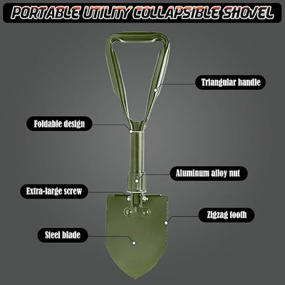 Folding Shovel, 18.5'' Lightweight Camping Shovel Portable High Carbon Steel Digging Mini Trowels for Outdoor Camping Backpacking Hiking Car Emergency Home Garden(Green)