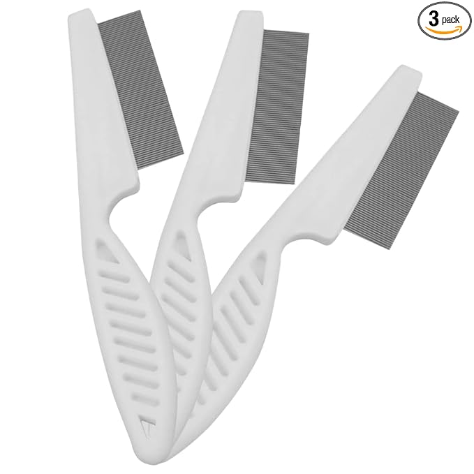 Kopal Flea Combs & Lice Brushers for Dogs and Cats, Fine Tooth Combs 3-pc, White