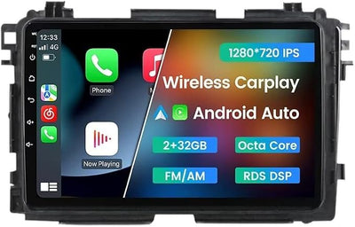 Android Stereo Double Din for Honda Vezel HR-V HRV 2013-2022, 9 Inch Car Radio Wireless Wired Car-Play Android Auto GPS Navigation IPS Touchscreen Blue-Tooth FM AM RDS DSP Head Unit, 2GB RAM 32GB ROM