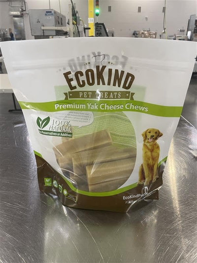 EcoKind Yak Cheese Himalayan Dog Chews, Yak Chews for Large Dogs, Long Lasting Bone for Aggressive Chewers, Only 4 Ingredients, Natural High Protein Dog Treats, No Additives, Chicken, Large - 5 Chews