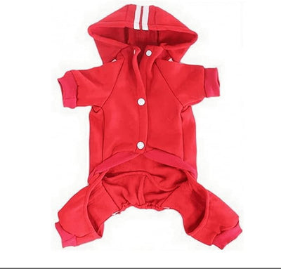Pet Outfit - Cute Dog Hoodie Sweater Tracksuit Winter Clothes Jumpsuit Pajamas 4-Legs Red for Puppy Small Medium Large Dogs Boy or Girl (5X-Large)