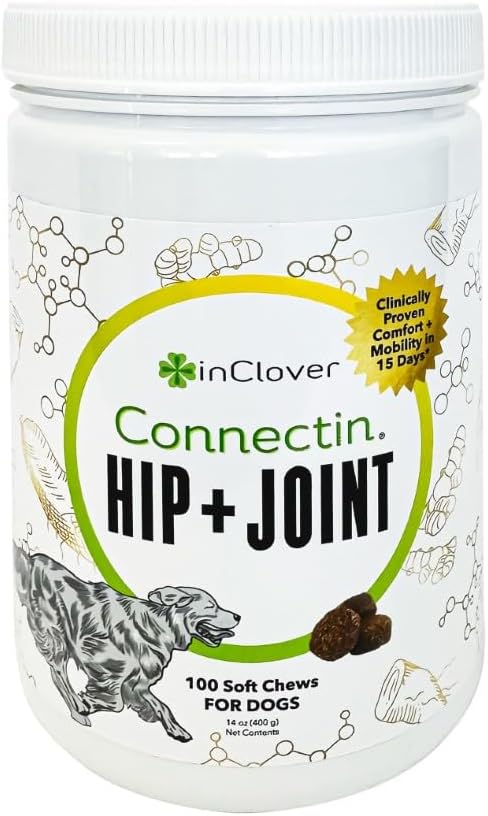 Connectin Natural Hip & Joint Supplement for Dogs with Glucosamine, Chondroitin & Hyaluronic Acid - Soft Chew for Dog Mobility, Comfort & Active Lifestyle Support, 100 Count