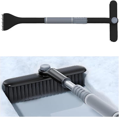 Mandark Car Windshield Snow Brush and Ice Scraper, Detachable Extendable Vehicle Snow Removal Tool with Ergonomic Foam Grip, Auto Window Scraper Accessories, Universal for SUV, Truck, RV (Grey)