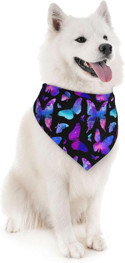 Butterfly Blue Purple Dog Bandana Scarf Triangle Bibs Pet Accessories Cat Kerchief