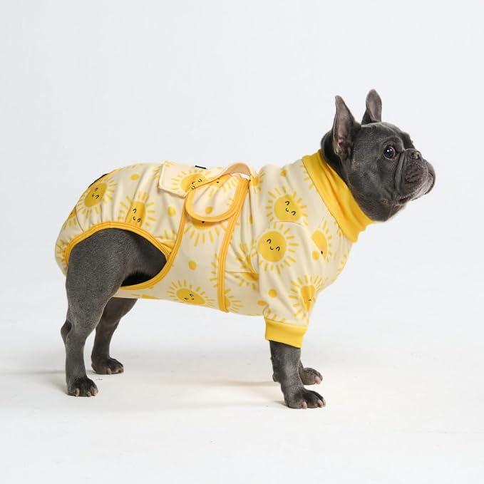 Spark Paws Dog Surgery Recovery Suit – Dog Recovery Suit After Surgery, Anti-Lick Dog Onesie, Abdominal Wound Protector, Soft Cone Alternative for Spay Neuter Male Female Pet Recovery - Sunshine - XL