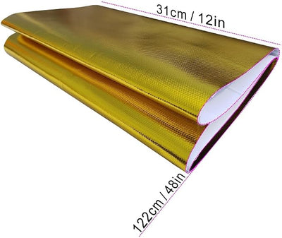 Gold Adhesive Backed Heat Shield Material Heat Shield Mat Automotive Heat Shield Heat Shield Wrap,Fiberglass Thermal Insulation (12'' X 48'')