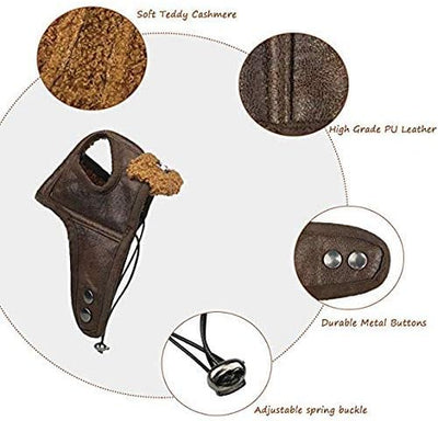 Leconpet Dog Aviator Hat, Dog Winter Pilot Hat with Ear Flaps for Cold Weather (M, Coffee)