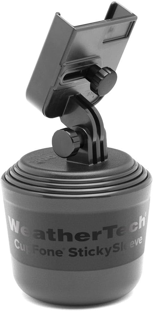 CupFone, Universal Cup Holder Phone Mount for Cars – Adjustable & Secure Fit with Open Access for Charging – Compatible with iPhone, Android - Metal Knobs, Black