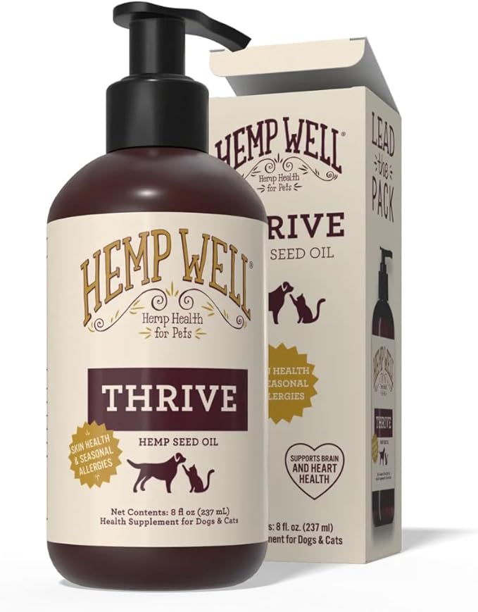 Thrive Oil for Dogs and Cats – Supports Hip, Joint, and Heart Health, Promotes Immune System, and Promotes Healthy Skin from Seasonal Allergies, Organically Sourced - 8 Ounces