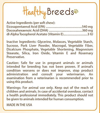 Healthy Breeds Bluetick Coonhound Omega HP Fatty Acid Skin and Coat Support Soft Chews 90 Count