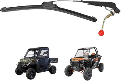 KEMIMOTO UTV Windshield Wiper Kit Hand Operated Manual Windshield Wiper for Hard Coated Or Glass Windshields Compatible with Maverick X3 Commander Defender Pro Golf Cart