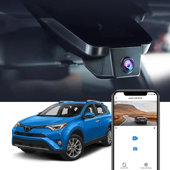 4K Dash Cam Suitable for Toyota RAV4 2017 2018 (Part No Ends with #42080 or 42090), OEM Factory Look, UHD 2160P Video, Built-in WiFi & APP, Loop Recording, G-Sensor, Plug & Play, 64GB Card
