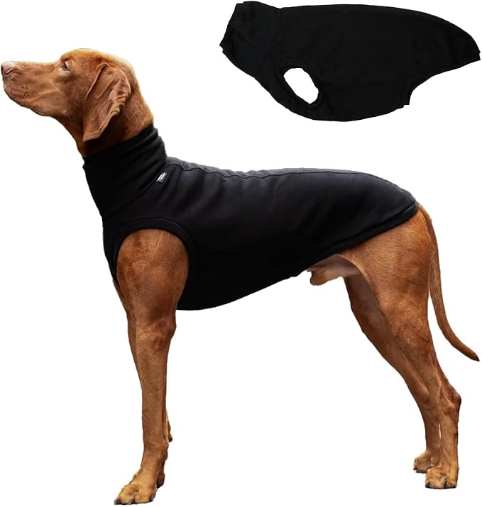 Sweatshirt for Vizsla/Weimaraner/Poodle/Dalmatian/German Dog, Reflective Sleeveless Warm Cotton Clothes for Big Dogs (Black, Medium(Chest 23'', Back 20.5''))