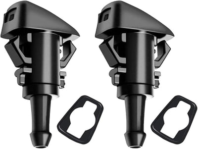 AUCELI Car Windshield Washer Nozzles, 2PCS OEM#4805742AB Vehicle Front Windscreen Fluid Jet Kit, Automotive Wind Screen Wiper Spray Head Replacement Compatible with Charger Journey Compass (Black)