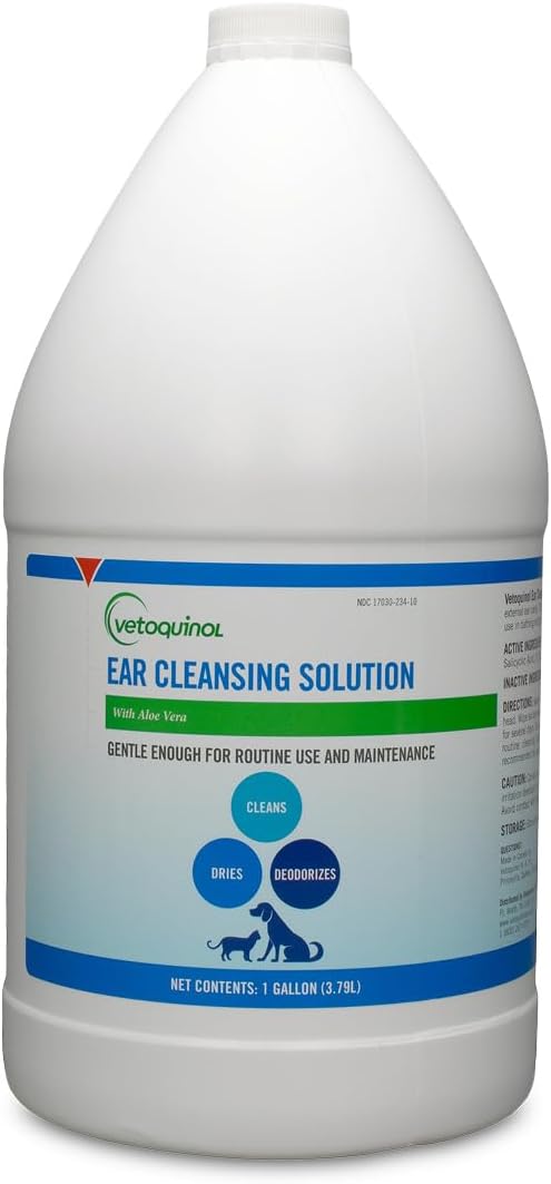 Ear Cleansing Solution - Gentle Cleaner to Remove Dirt & Debris - Easy-to-Use Drops for Cats & Dogs - Support Clean and Fresh-Smelling Ears - Ideal for Routine Pet Hygiene - 1 Gallon