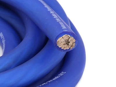 KnuKonceptz Kolossus Flex Kable OFC 0 Gauge Power Wire Copper Cable Blue (30 ft) 1/0 AWG
