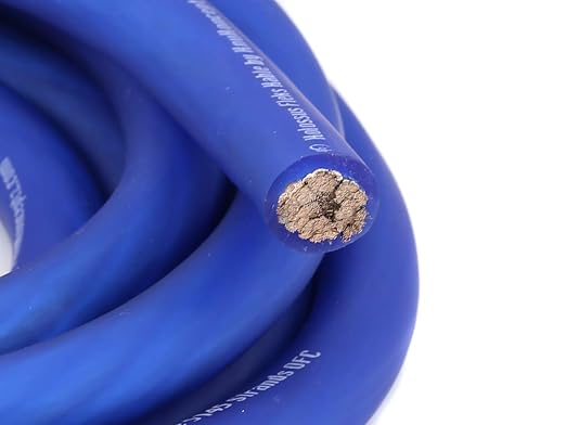 KnuKonceptz Kolossus Flex Kable OFC 0 Gauge Power Wire Copper Cable Blue (100 ft) 1/0 AWG