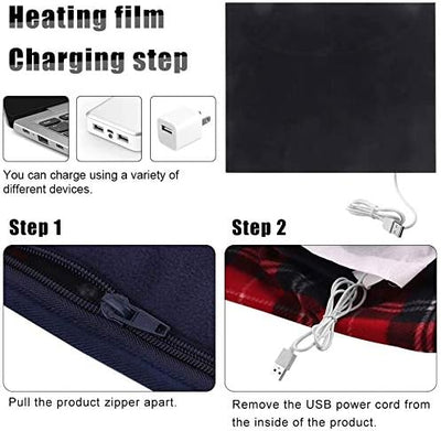 Portable USB Lap Heated Throw Blanket, Winter Warming Heating Blanket Throw Electric USB for Car Home Office Outdoor Removable Washing, Battery Operated