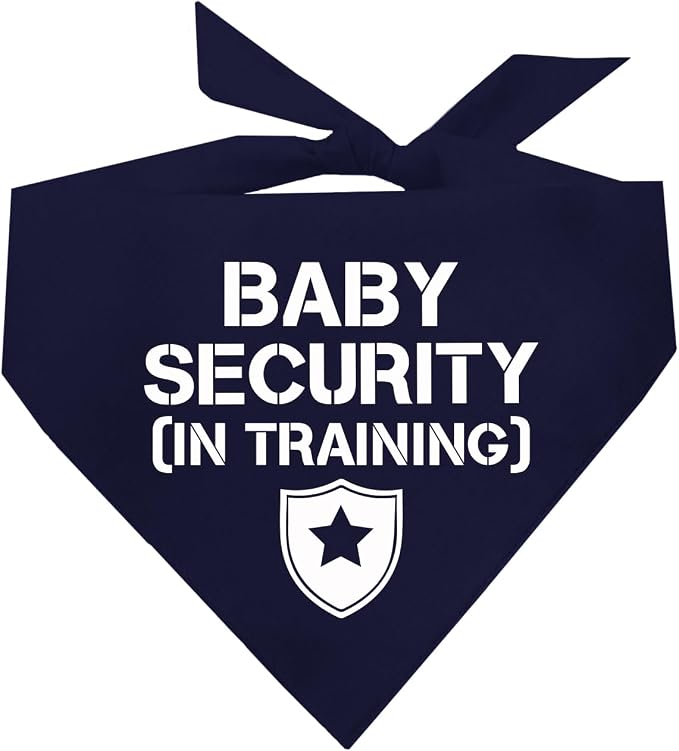 Baby Security in Training BDog Bandana | 100% Cotton Adjustable Triangle | Made in USA | New Baby | Pregnancy Announcement Photoshoot Prop | Gender Reveal | Navy One Size (223)