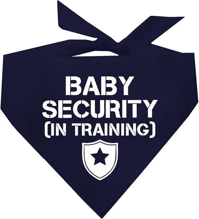 Baby Security in Training Dog Bandana | 100% Cotton Adjustable Triangle | Made in USA | New Baby | Pregnancy Announcement Photoshoot Prop | Gender Reveal | Navy X-Small (223)