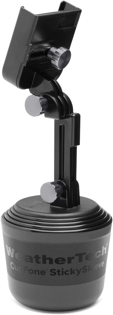 CupFone with Extension – Adjustable, Universal Cup Holder Cell Phone Mount Car & Truck Accessory – Best Design for iPhone & Smartphone Charging – Graphite Metal Knobs