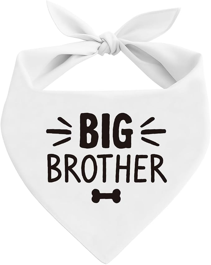 Big Brother Dog Bandana, White Pet Dog Scarf Accessories, Pregnancy Announcement Big Brother Baby Reveal, Pet Dogs Triangle Scarf, Dogs Bandana for Small Medium