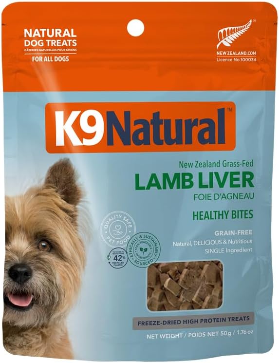 Grain-Free Freeze-Dried Dog Treat, Lamb Liver Bites 1.76oz