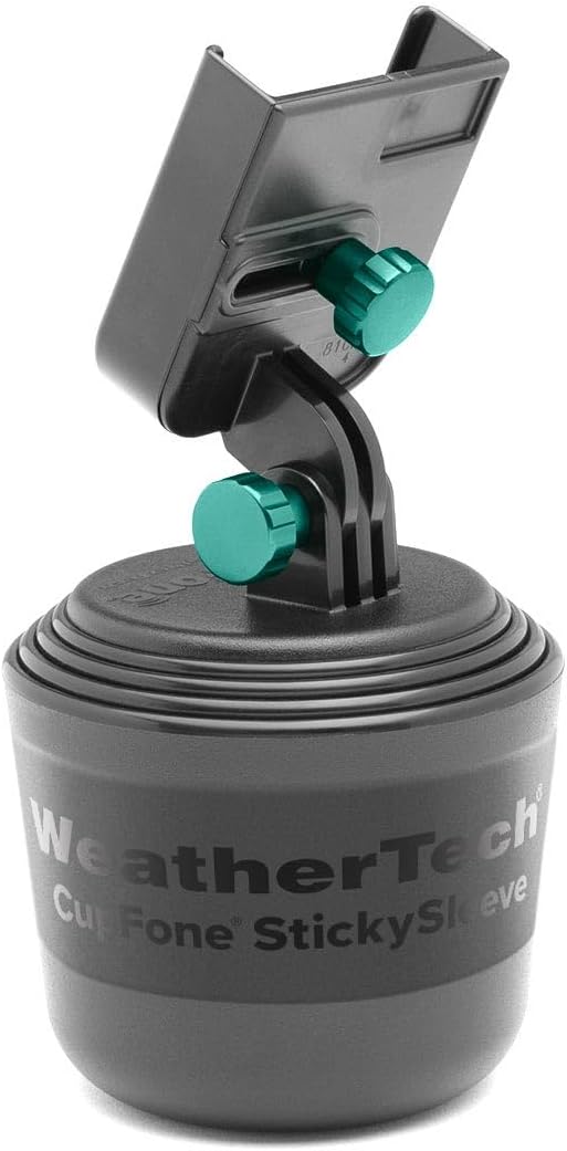 CupFone, Universal Cup Holder Phone Mount for Cars – Adjustable & Secure Fit with Open Access for Charging – Compatible with iPhone, Android - Metal Knobs, Turquoise