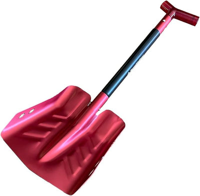 Emergency Snow Shovel with Saw - Converts from Dig to Chop/Hoe Mode - Portable for Snowmobiles, Skiing, Backcountry, Avalanche Rescue - Winter Survival Gear for Car, Camping - T6 Aluminum