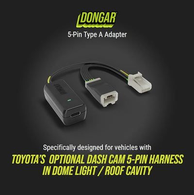 Dongar Dash Cam Power Adapter (5-Pin Type A) for Select Toyota/Lexus with Roof Option Connector, Compatible w/ 2024+ Toyota Tacoma