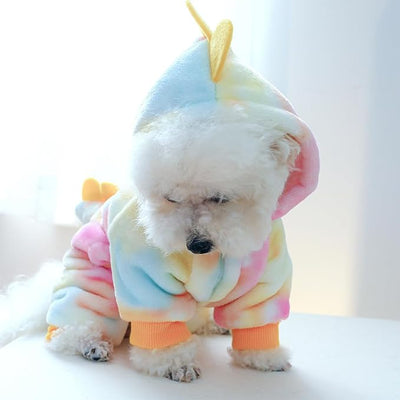 Dinosaur Puppy Coats, Winter Fleece Hoodies with Leash Ring, Cat Coat, Funny Dog Costume for Boy, Girl, Christmas, Halloween (Yellow, X-Large)