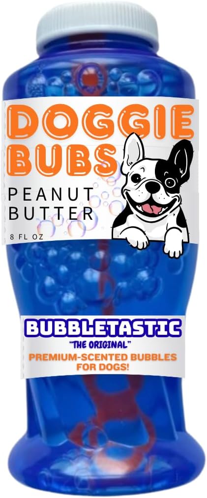 Peanut Butter Scented Dog Bubbles 8 Ounce Bottle, Non Toxic, Tear Free