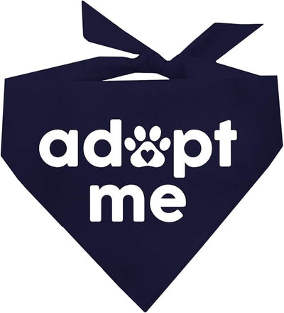Adopt Me Dog Bandana | 100% Cotton | Made in USA | Adoption Event Prop Photoshoot | Rescue | Puppy | New Dog | Navy, X-Small (326)