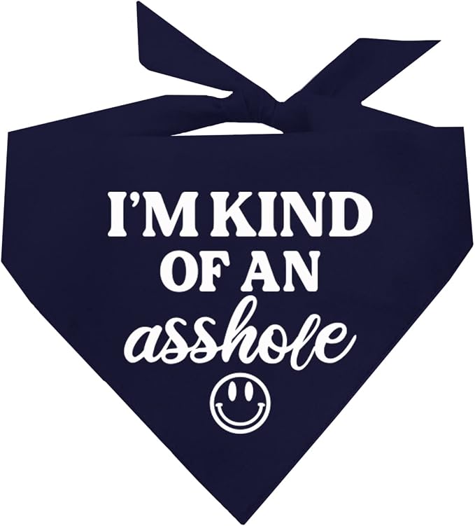 I'm Kind of an A (Problem) Dog Bandana | 100% Cotton Adjustable Triangle | Made in USA | Do Not Pet | Funny Warning for Reactive or Moody Dogs |Navy, One Size (31)