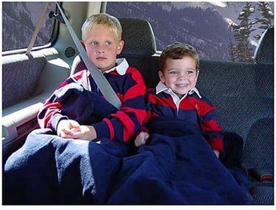 2 - 12-Volt Heated Travel Blanket with Patented Safety Timer by Trillium Worldwide (Navy, 58" x 42")