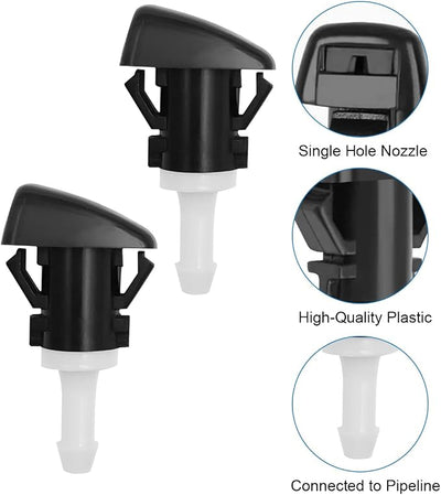 AUCELI Car Windshield Washer Nozzles, 2PCS OEM#4805742AB Vehicle Front Windscreen Fluid Jet Kit, Automotive Wind Screen Wiper Spray Head Replacement Compatible with Charger Journey Compass (White)