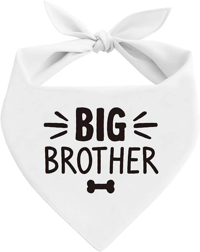 Big Brother Dog Bandana, White Pet Dog Scarf Accessories, Pregnancy Announcement Big Brother Baby Reveal, Pet Dogs Triangle Scarf, Dogs Bandana for Small Medium